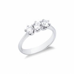 Bague trilogie en or blanc 18k avec trois diamants CT 0,90