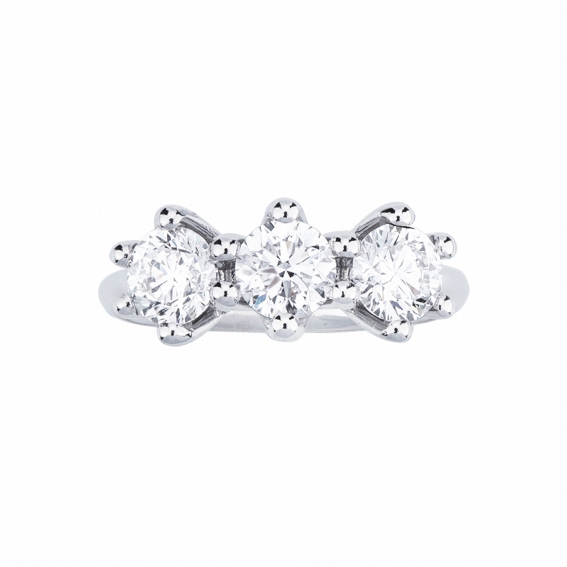 Bague trilogy or blanc 18k avec trois diamants CT 2,10