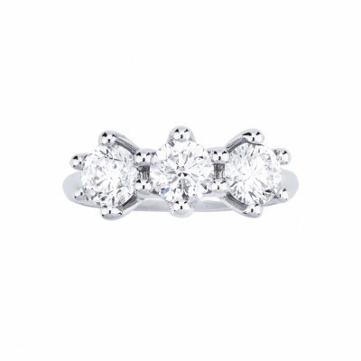 Bague trilogy or blanc 18k avec trois diamants CT 2,10