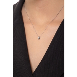 Collier femme or blanc 18k diamant 0.06 ct  2