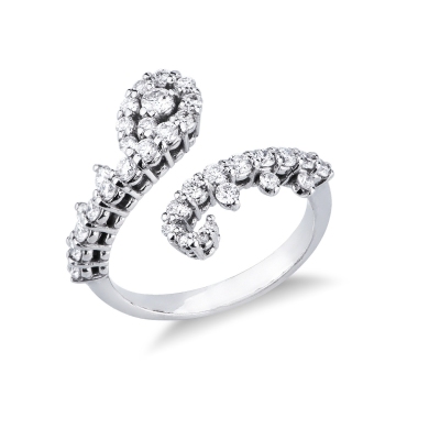 Bague contrarié design en or blanc 18 ct avec diamants