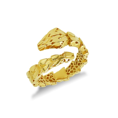 Bague serpent ouverte en or jaune 18k
