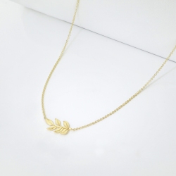 Collier avec feuille or jaune 750 2
