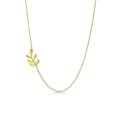 Collier avec feuille or jaune 750
