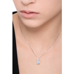 Collier femme or blanc 18k avec aigue-marine et diamants taille émeraude 2