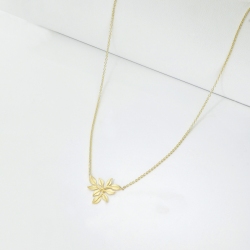 Collier feuille en or jaune 18k 2