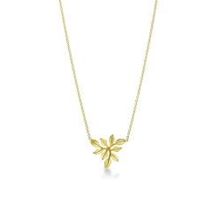 Collier feuille en or jaune 18k
