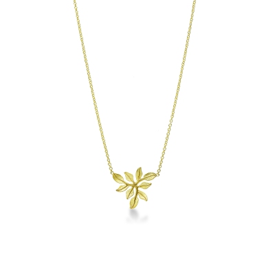 Collier feuille en or jaune 18k