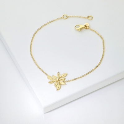 Bracelet en or jaune 18k avec feuille