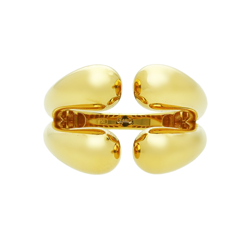 Bague ouverte chunky en or jaune 18k à double goutte