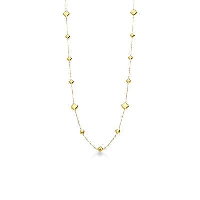 Collier en or jaune 18k avec maillons carrés brillants 90 cm