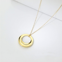 Collier en or jaune 18k avec pendentif cercle ajouré 2