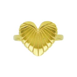 Bague cœur rayé en or jaune 18k 2