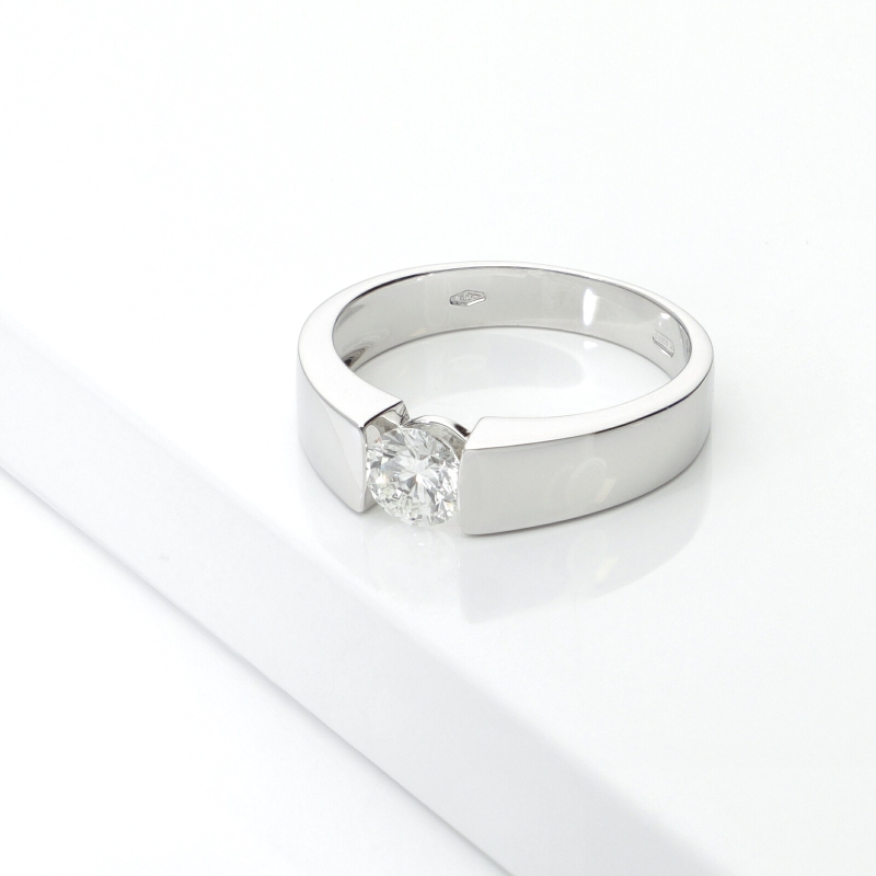 Bague solitaire Or Blanc 18k avec diamant ct 0.50