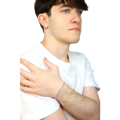 Bracelet tennis elastique en or blanc 18k avec diamants