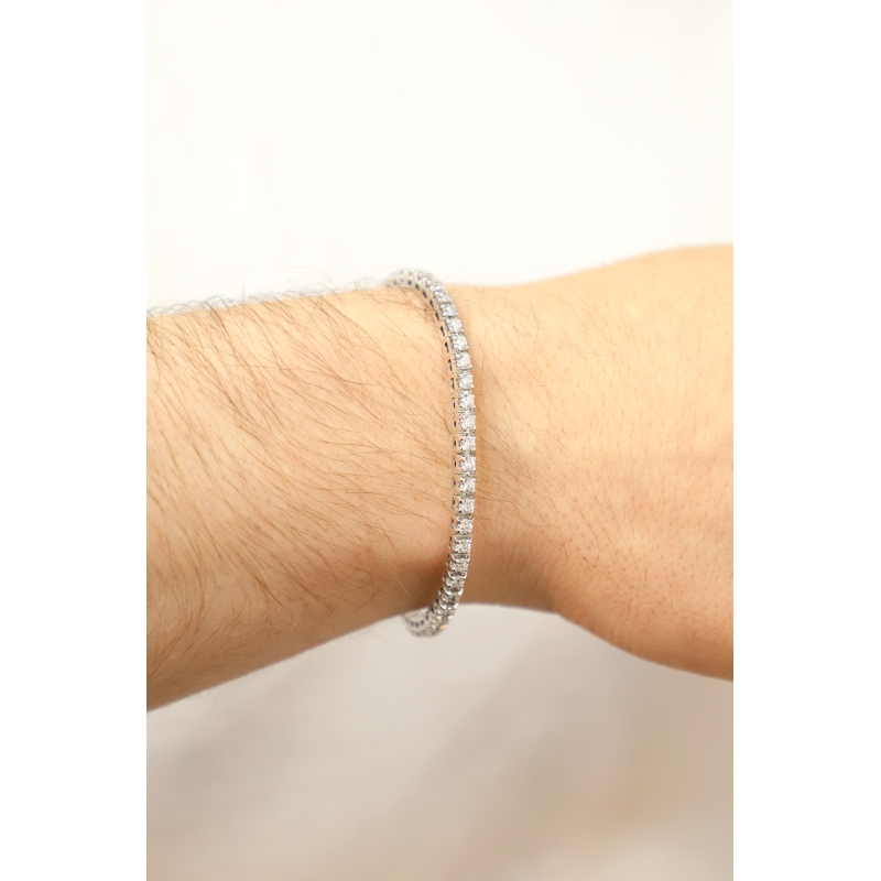 Bracelet en or blanc 18k avec diamants tennis élastique