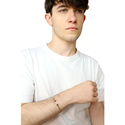 Bracelet Jonc en Or Rose 18 Carats avec Diamants Noirs