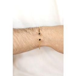 Bracelet Jonc en Or Rose 18 Carats avec Diamants Noirs 2