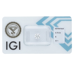 Diamant Certifié IGI  0.70 CT  E SI1