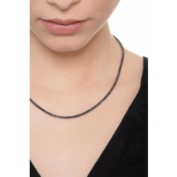 Collier rivière en or blanc 18k avec diamants noirs et griffes brunies  2