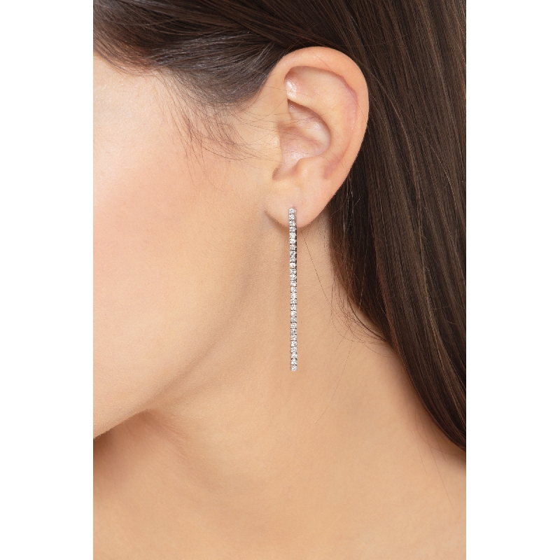 Boucles d'oreilles femme diamants  rivière en or blanc 750