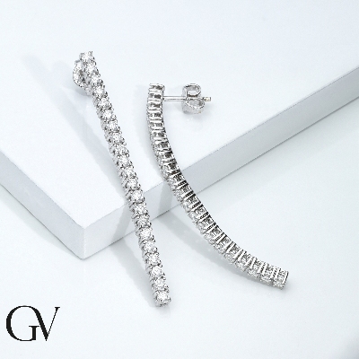 Boucles d'oreilles rivière diamants or blanc 750 