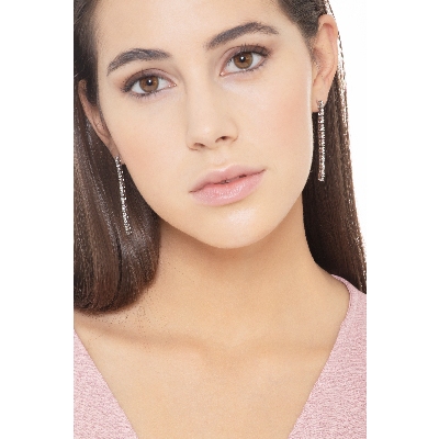 Boucles d'oreilles rivière diamants or blanc 750 