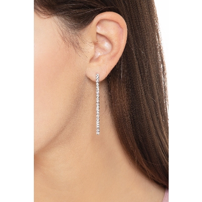 Boucles d'oreilles rivière diamants or blanc 750 