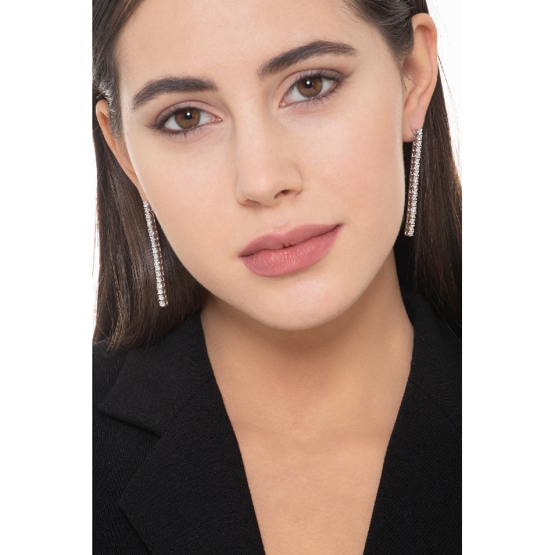 Boucles d'oreilles femme diamants tennis or blanc 18k  Boucles d'oreilles femme diamants tennis or blanc 18k