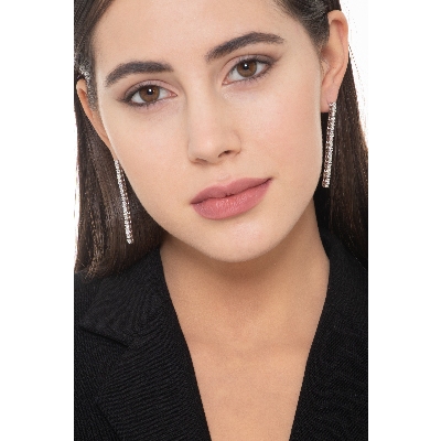 Boucles d'oreilles femme diamants tennis or blanc 18k 