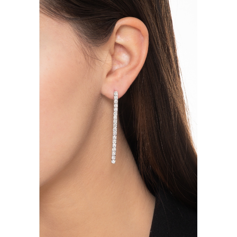 Boucles d'oreilles femme diamants tennis or blanc 18k  Boucles d'oreilles femme diamants tennis or blanc 18k