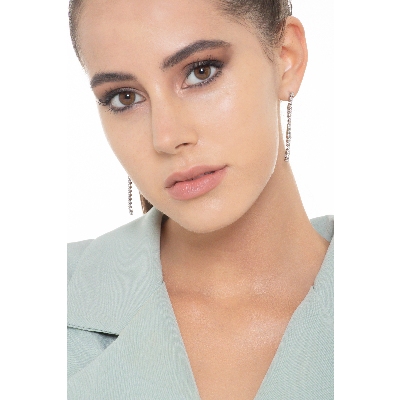 Boucles d'oreilles rivière de diamants en or blanc 18k 