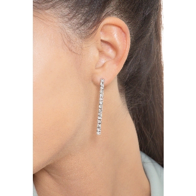 Boucles d'oreilles tennis rivière diamants or blanc 18k