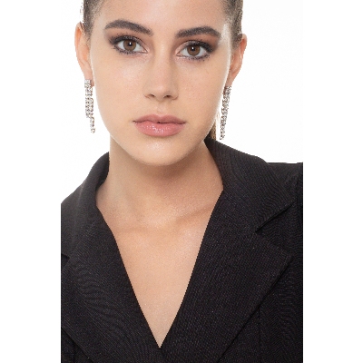 Boucles d'oreilles de diamants en or blanc 18k