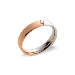 Jonc d' anniversaire en or rose et blanc 18k avec diamant 0.05 ct