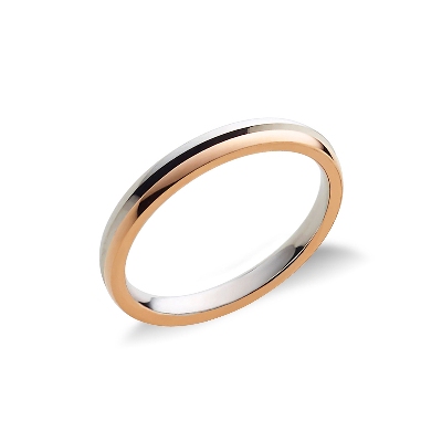 Jonc d' anniversaire en or rose et blanc 750