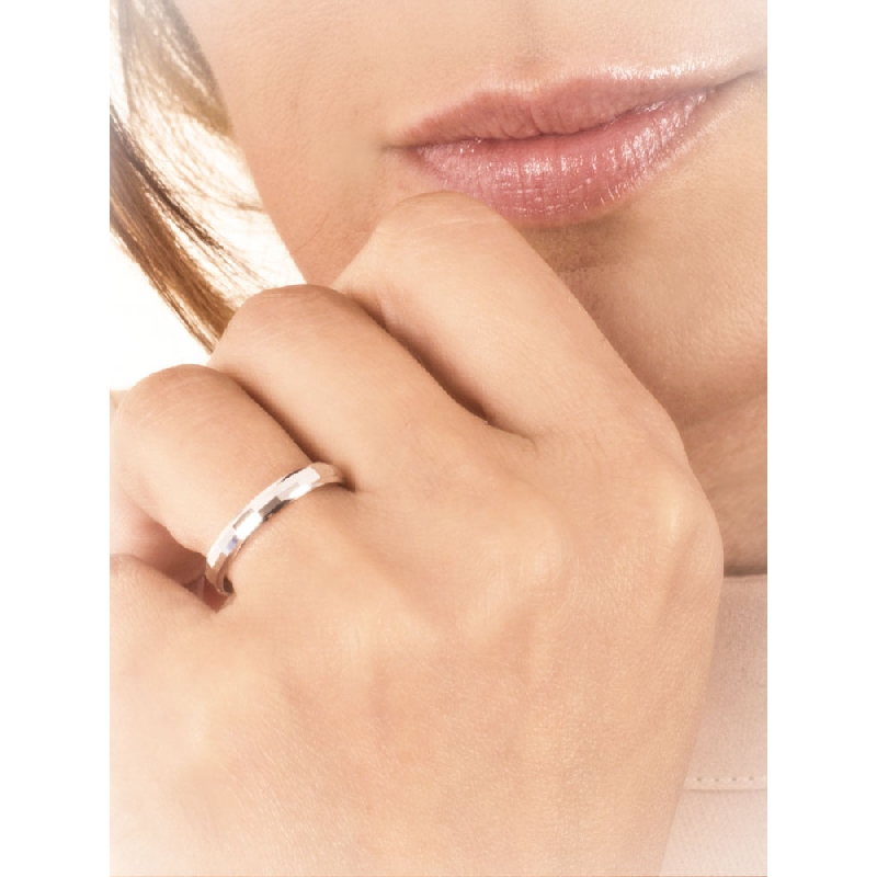 Alliance or blanc 18k femme homme