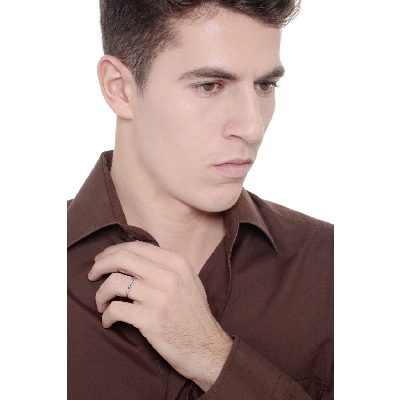 Alliance de mariage demi jonc or blanc 18k