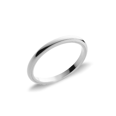 Alliance de mariage demi jonc or blanc 18k