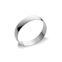 Demi-jonc bombé confort or blanc 18k