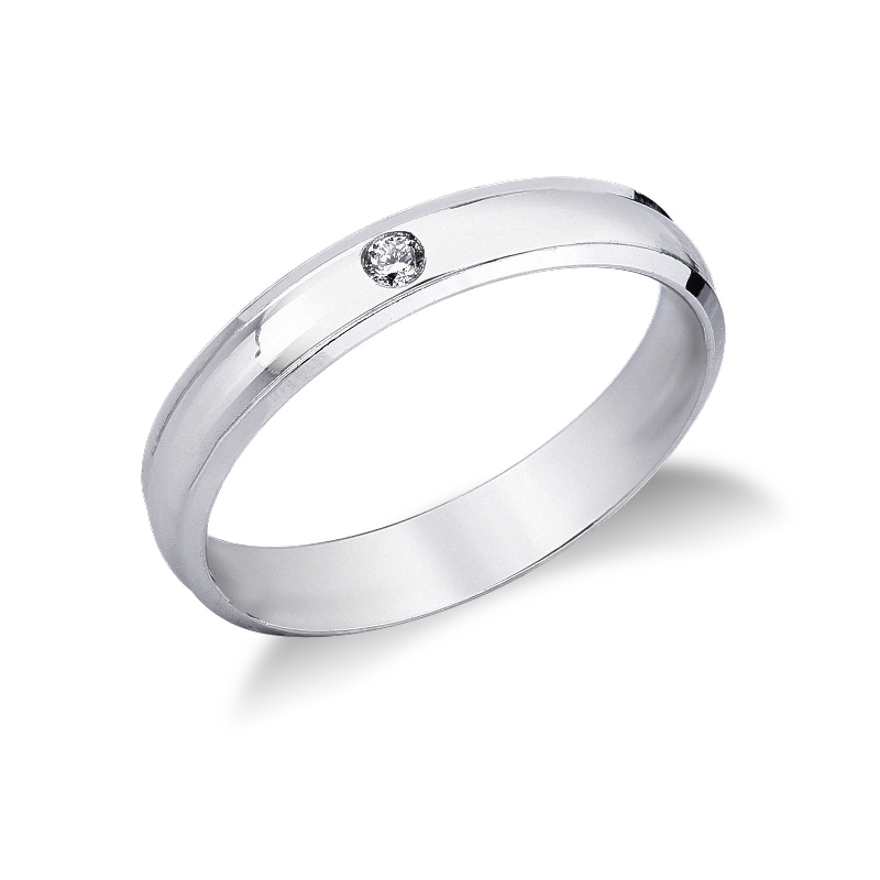 Alliance en or blanc 750 avec diamant 0.03 ct Alliance en or blanc 750 avec diamant 0.03 ct