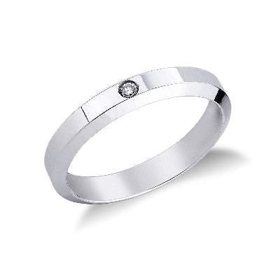 Alliance en or blanc 18k avec diamant 0.03 ct