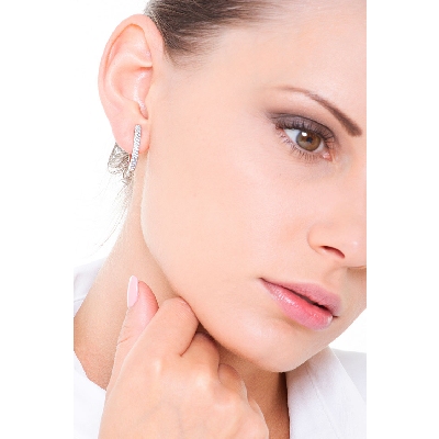 Créoles or blanc pavés de diamants  