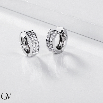 Créoles femme pavés de diamants en or blanc 18k 