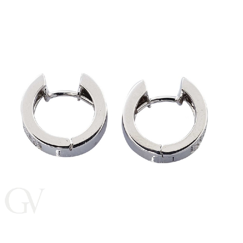 Créoles femme pavés de diamants en or blanc 18k 
