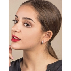 Créoles femme pavés de diamants en or blanc 18k  2