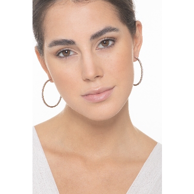 Grands créoles en or blanc 18k avec diamants 