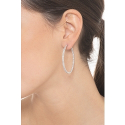 Grands créoles en or blanc 18k avec diamants  2