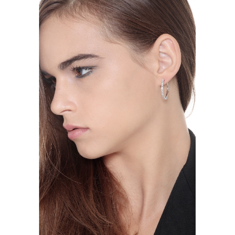 Boucles d'oreilles pendantes grand cercle de diamants ct 1.24 Boucles d'oreilles pendantes grand cercle de diamants ct 1.24
