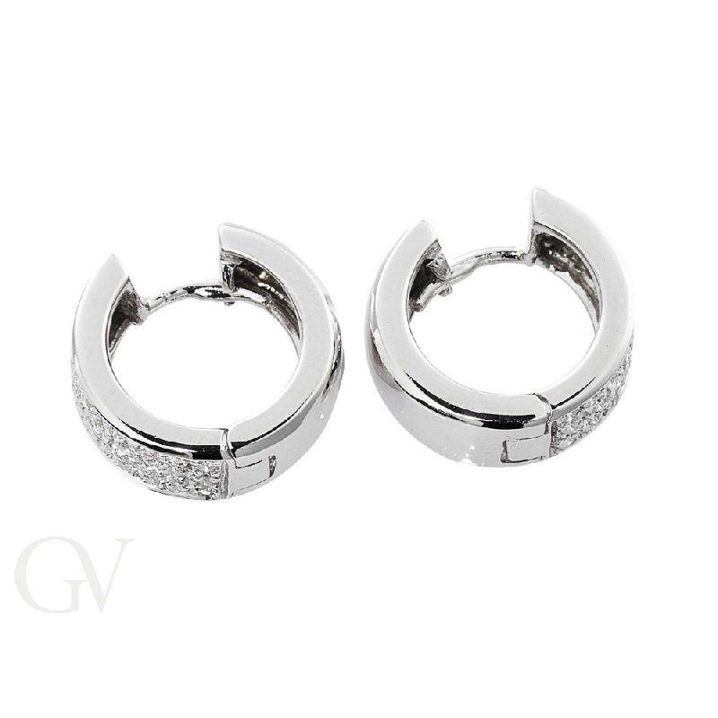 Créoles femme en or blanc avec diamants  Créoles femme en or blanc avec diamants